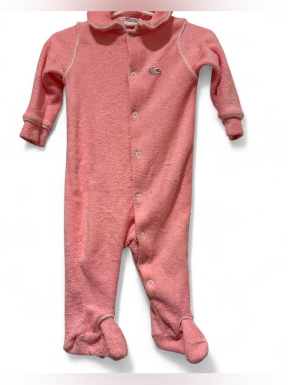 Vintage Lacoste Izod Colab Pink Cozy Footed one piece  19-27 pounds